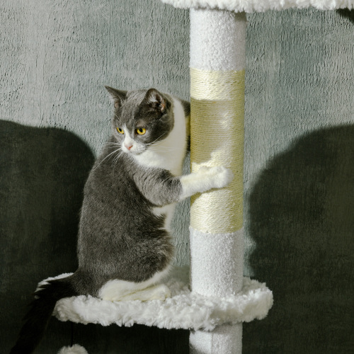 Adjustable Floor-to-Ceiling Cat Tree with Scratching Posts and Cloud Platforms