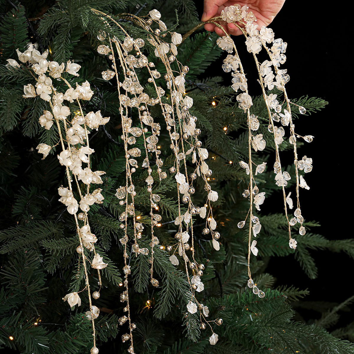 Christmas Acrylic White Crystal Twig Decoration Set for Festive Home Decor