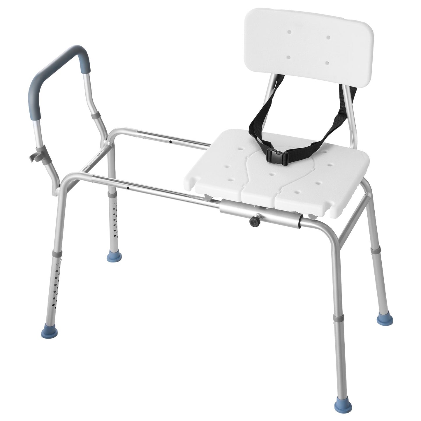 Heavy Duty Shower Transfer Bench with Arms & Backrest - 400 Lb Capacity, Height Adjustable for Handicap & Elderly
