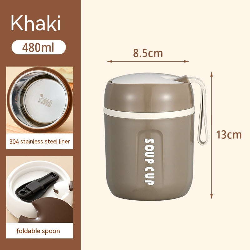 Stainless Steel Vacuum Cup with Lid and Spoon, Insulated Drinkware for Travel