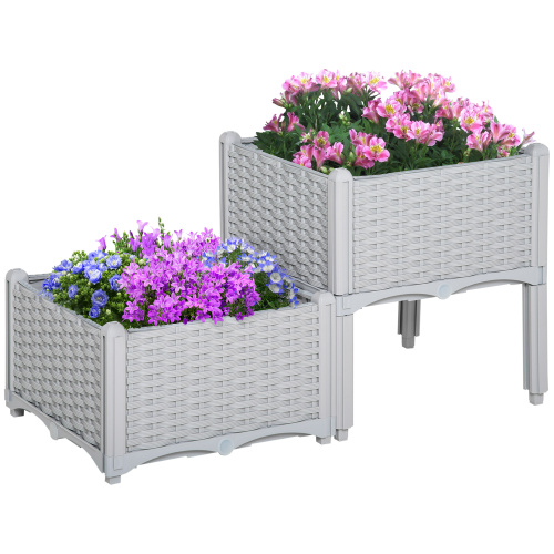 Self-Watering Raised Garden Bed with Legs - Gray Planter Box
