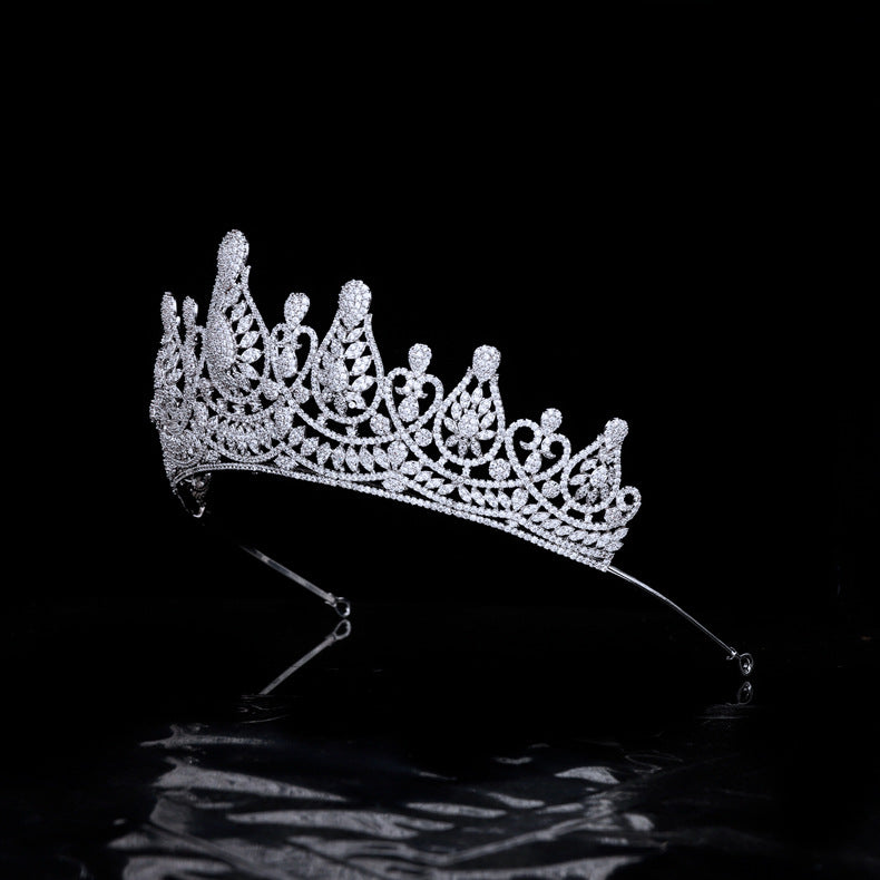 Zircon Wedding Tiara - White Gold Crown Headpiece