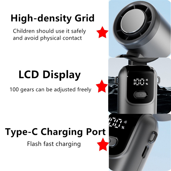 Portable Handheld Mini Turbo Fan with Ice Cooling Technology - Dark Gray