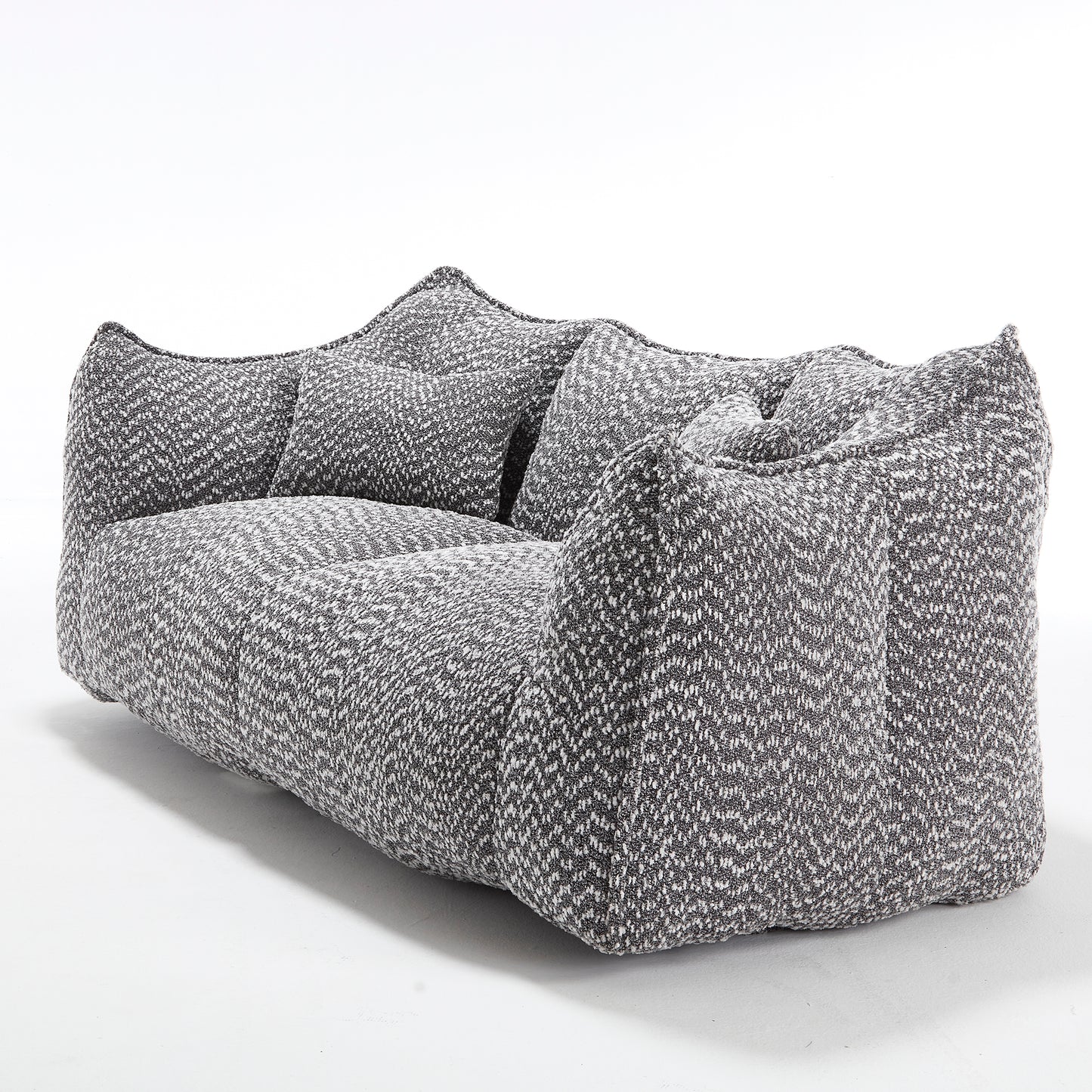 Soft Grey Beanbag Chair with Foam Core - Comfortable Recliner for 2