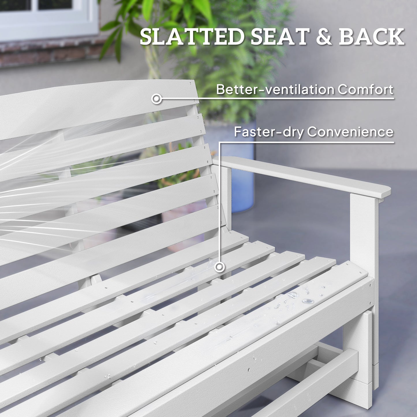 Patio Glider Bench - HDPE Double Rocking Chair, White
