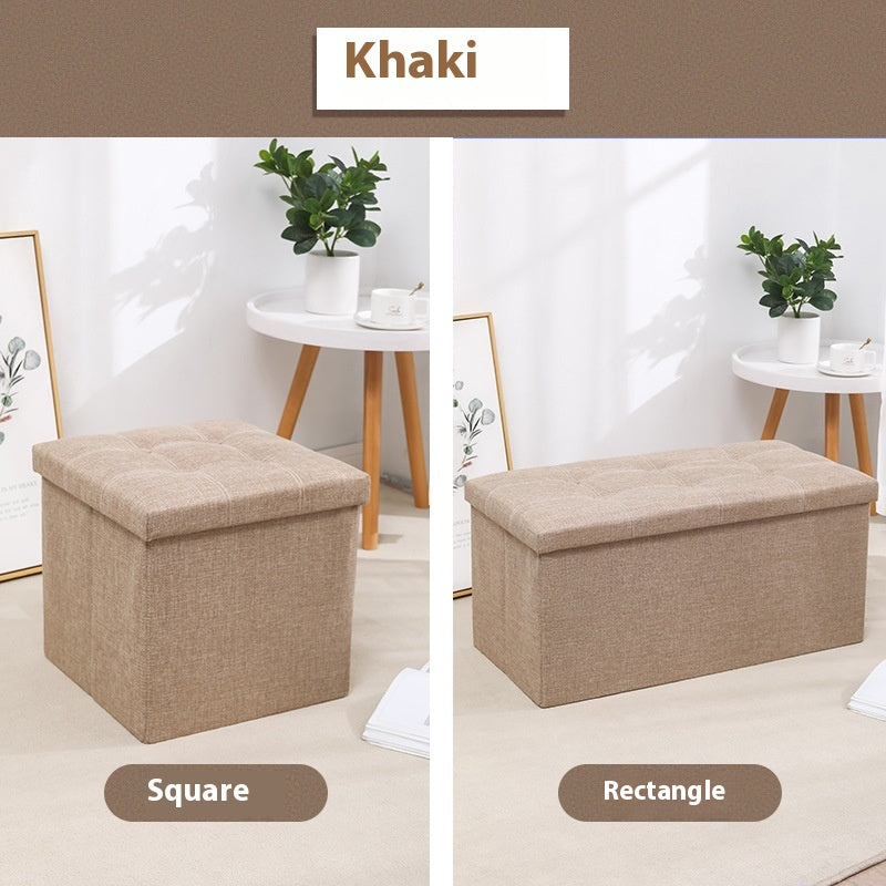 Foldable Shoe Storage Bench with Cotton Linen Upholstery - Multi-Color