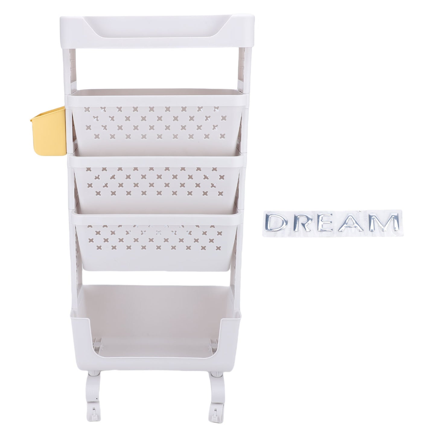 Rolling Book Cart 5 Tier PP Multi Functional Movable Storage Rack