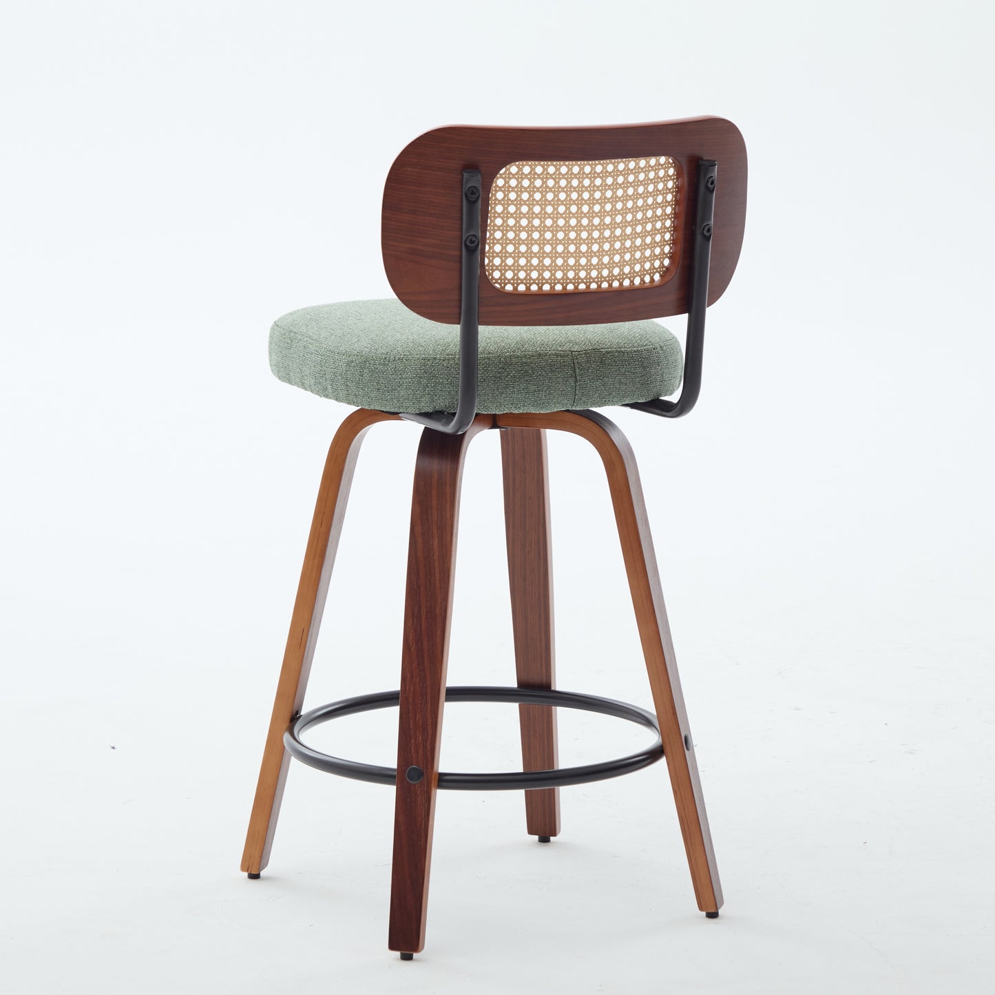 Set Of 3, 26-Inch Counter Height Bar Stools - Walnut Black, Cane