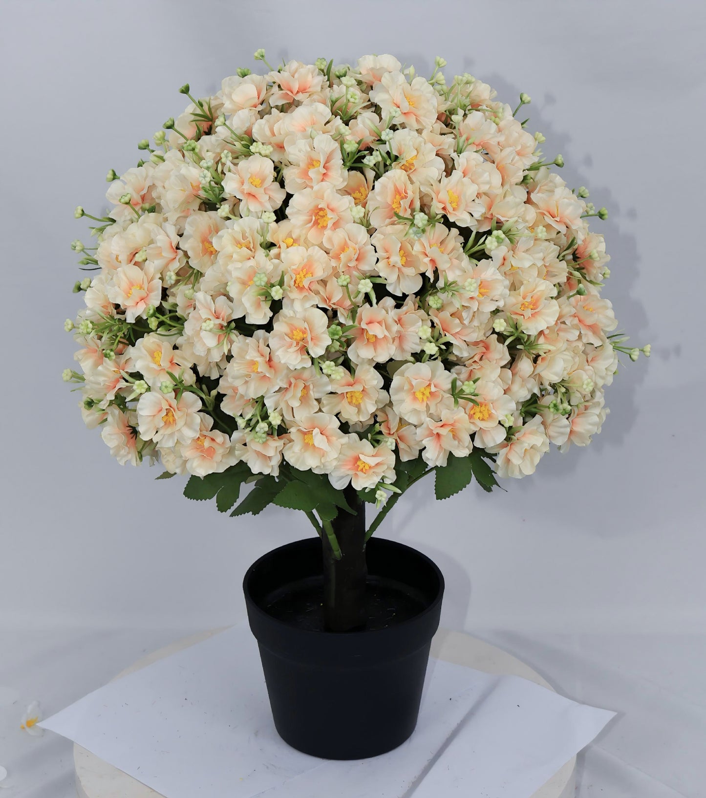 24-Inch Faux Flower Artificial Snow Lotus Plant - Peach Pink
