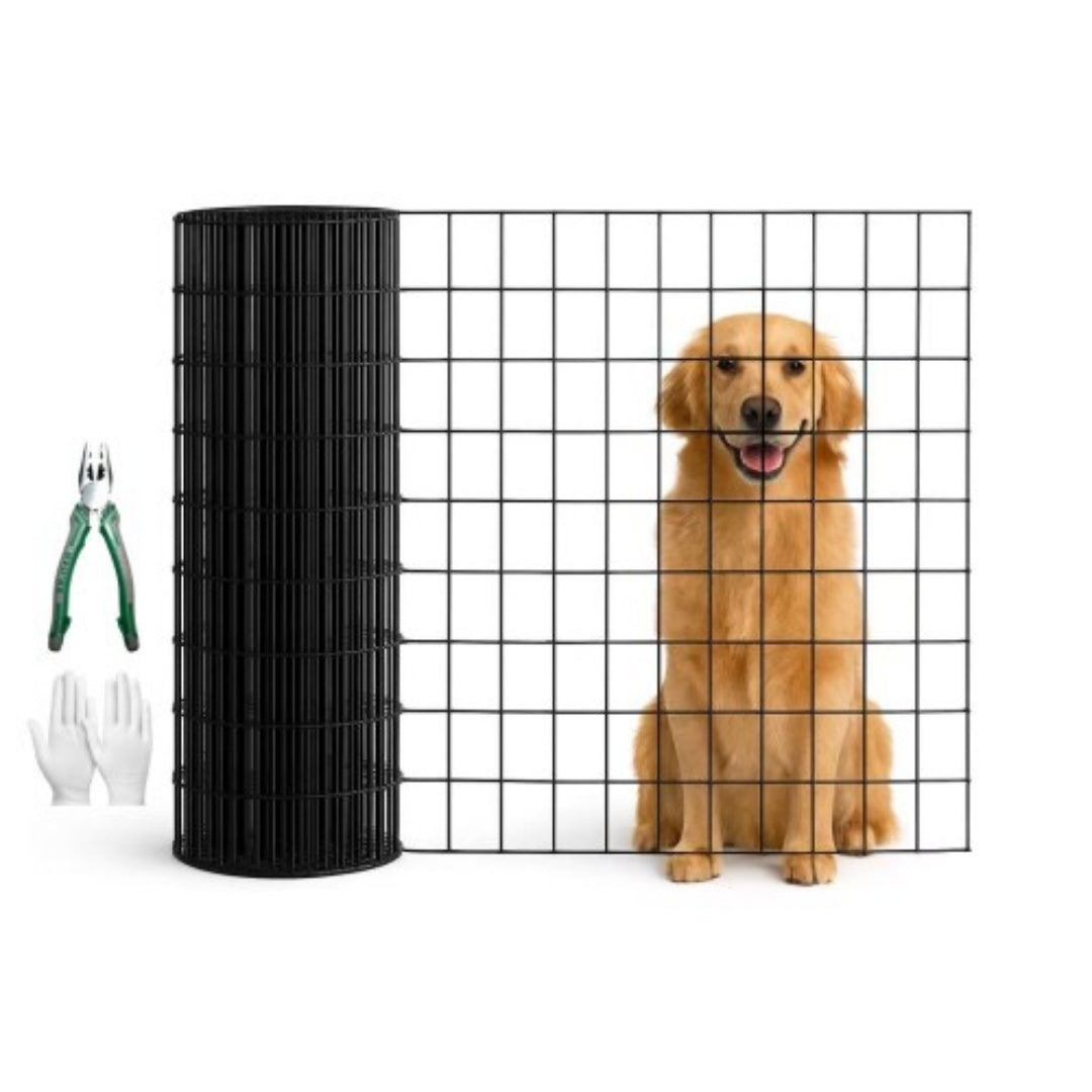 48 Inch Black Vinyl-Coated Metal Mesh Fence Panel for Poultry & Pet Cages