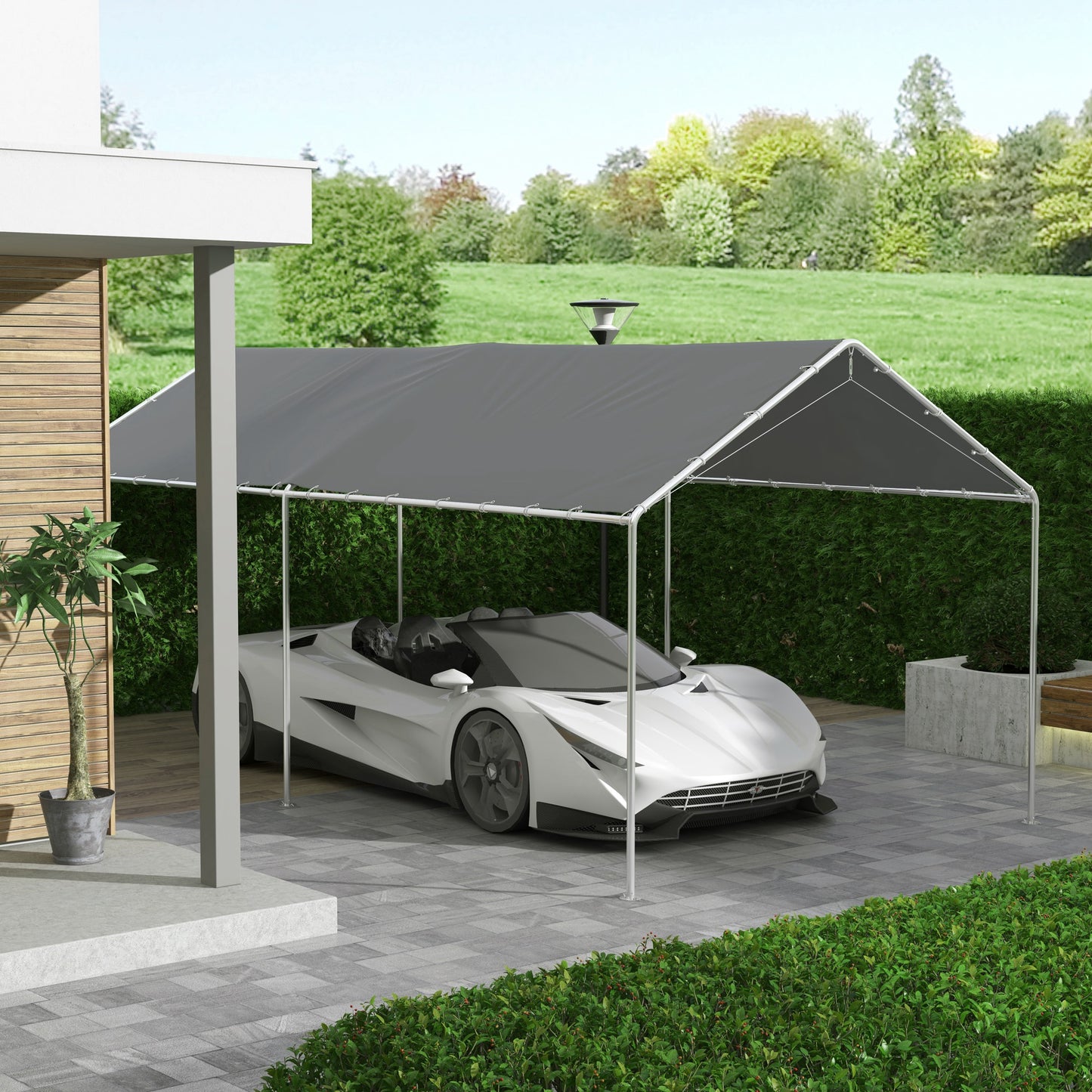 10x20 ft UV Resistant Carport Canopy Replacement Cover - Dark Gray