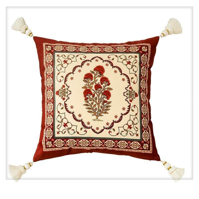 Bohemian Style Square Throw Pillow Cover and Pillow Set for Sofa Home Decor