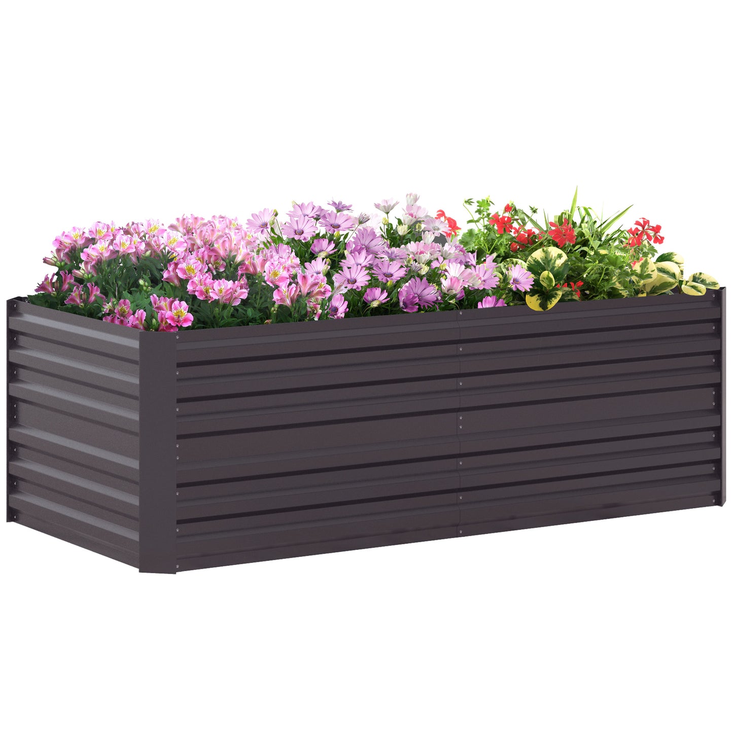 Galvanized Steel Raised Garden Bed - Outdoor Planter with Reinforced Rods, 71x36x23 Inches, Dark Gray