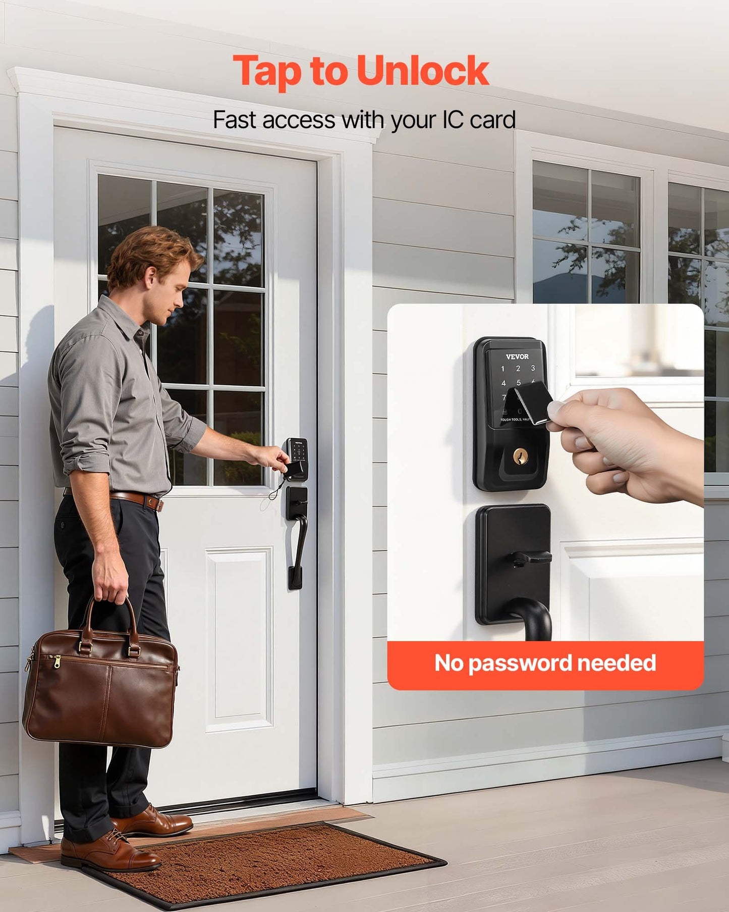 Keyless Entry Door Lock with Handle Set - Digital Deadbolt, Custom Codes, Matte Black