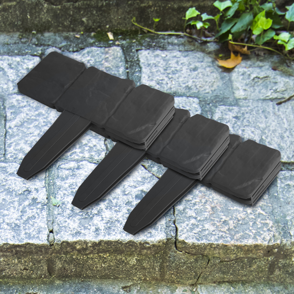 Plastic Lawn Edging Set - Interlocking Garden Border for Flower Beds & Walkways, 20 Pieces, 16ft