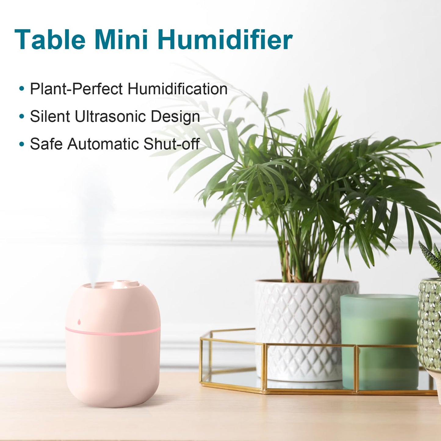 Portable Mini Humidifier 220ml Small Cool Mist USB Desktop for Bedroom Travel Office