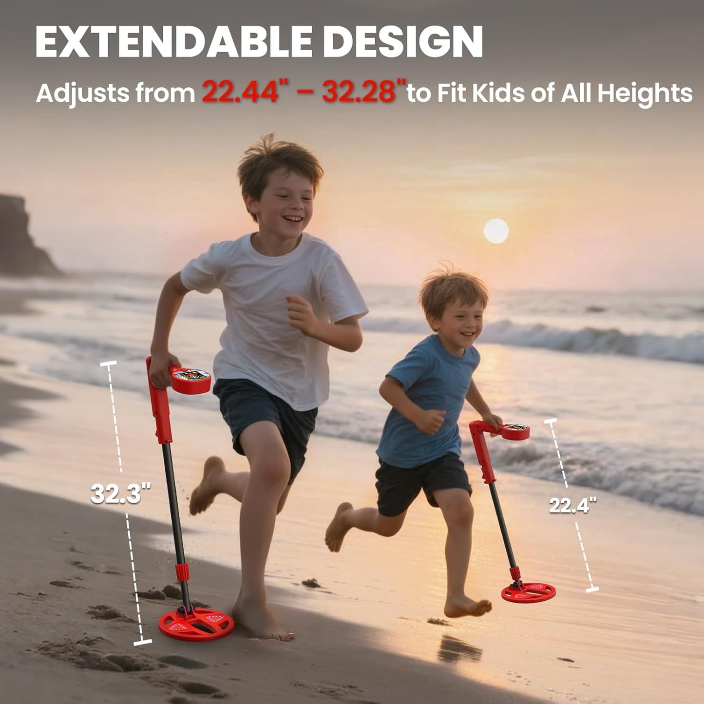 Kids Metal Detector with LED Illuminated Coil & Color LCD Display, Adjustable & Lightweight