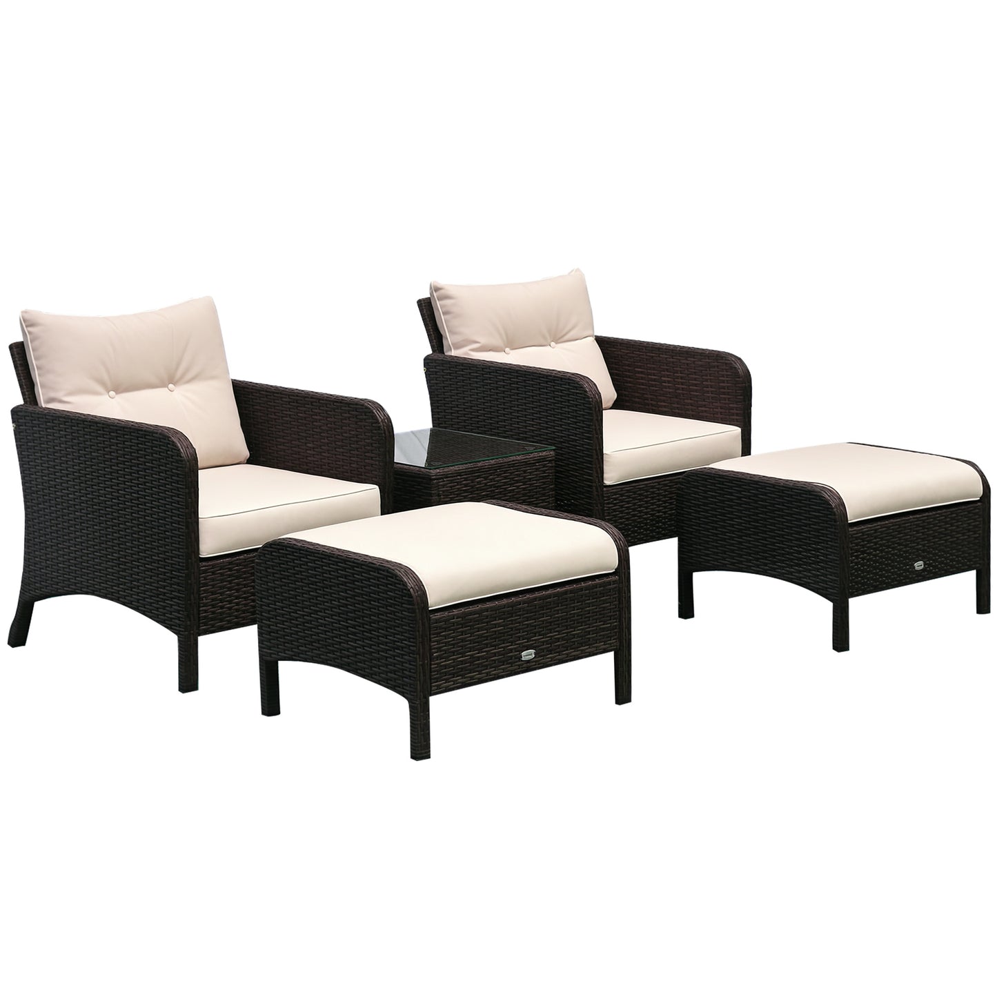 5-Piece Rattan Wicker Outdoor Patio Conversation Set