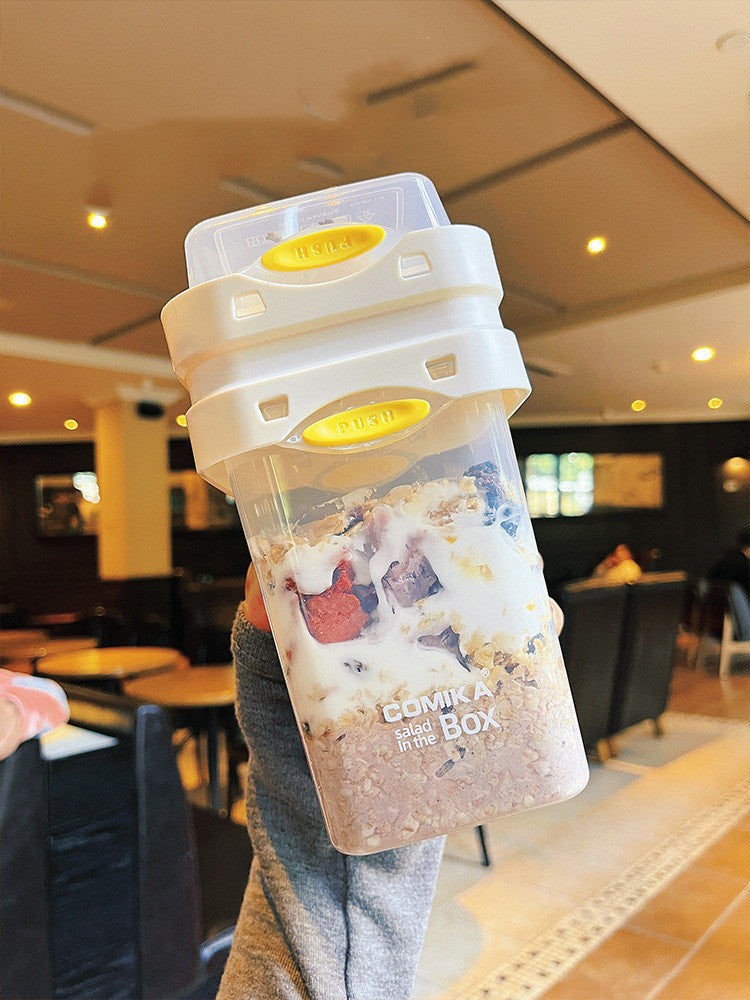 Portable Double-Layer Salad Cup with Capacity 501-600ml - Light Food & Yogurt Container