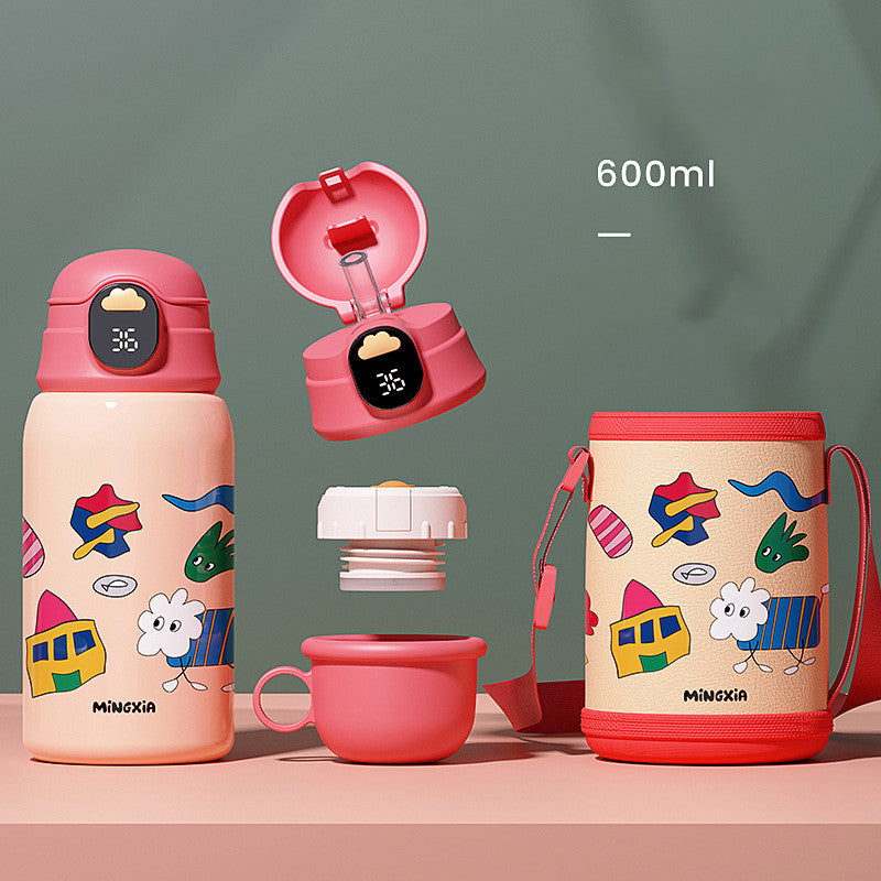 Children's Insulated Stainless Steel Water Cup with Bouncing Lid - 500-600ML
