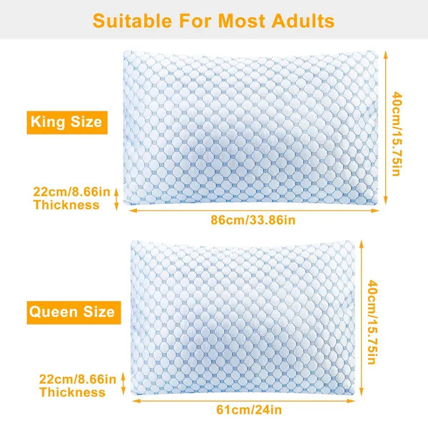 Cooling Memory Foam Pillow - Adjustable Height & Double-Sided King Size