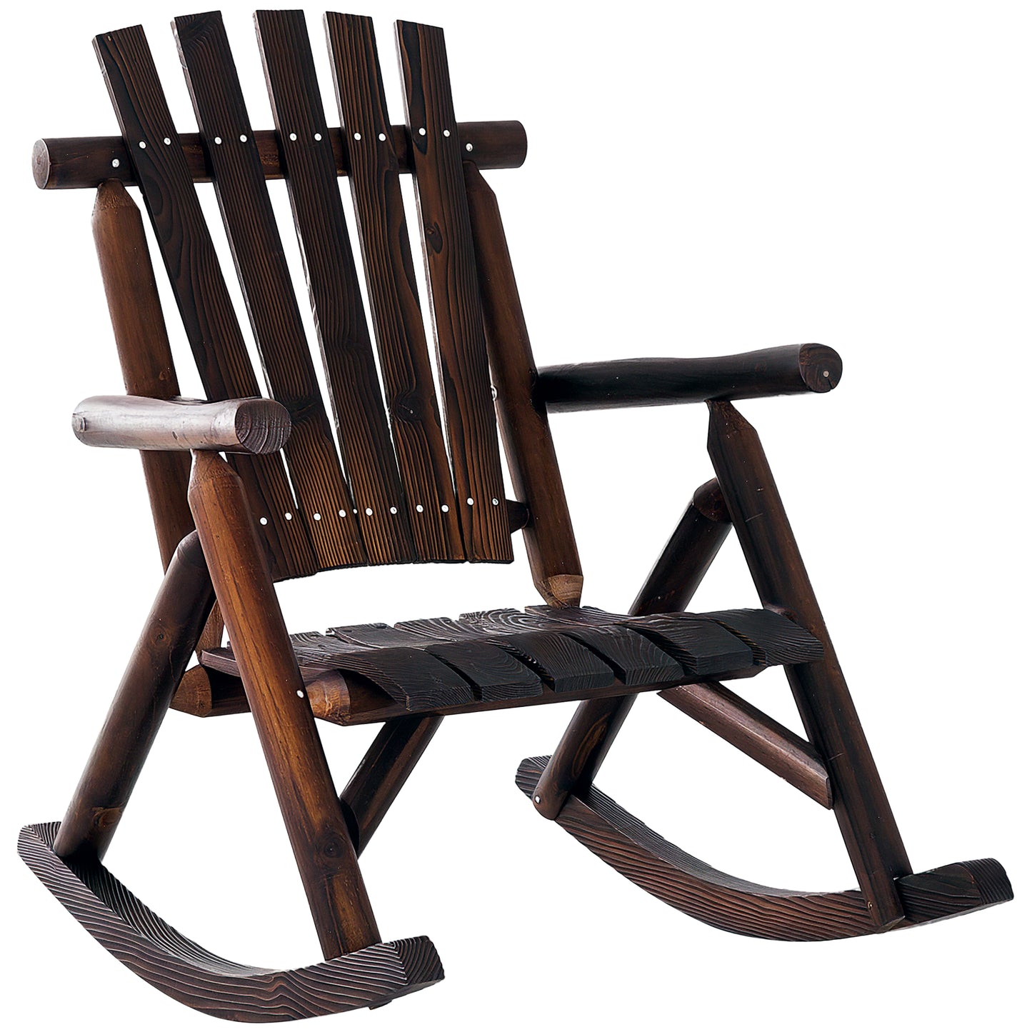 Adirondack Rocking Chair - Rustic Wooden Design for Patio