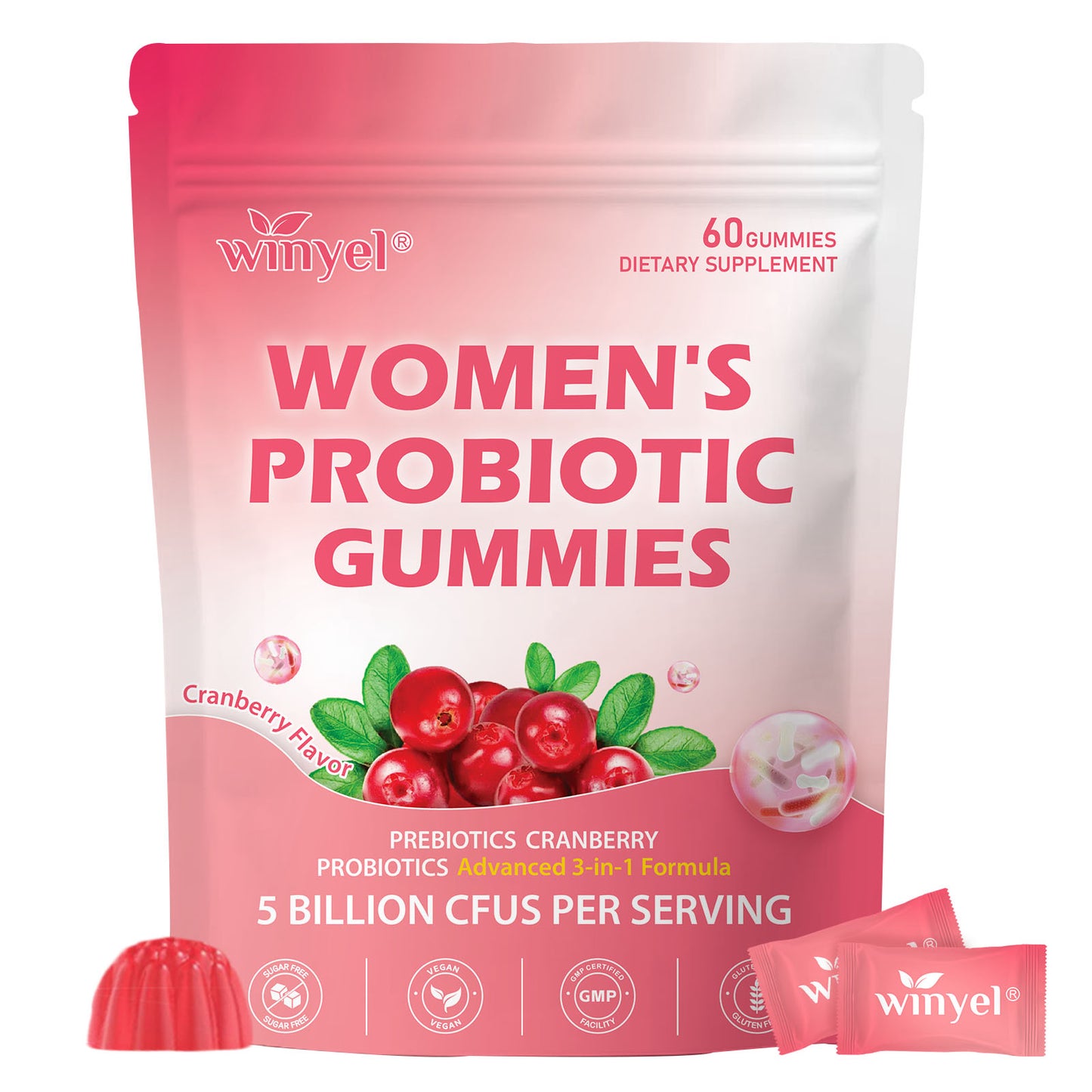 Cranberry Probiotic Gummies for Women - Feminine PH Balance Support