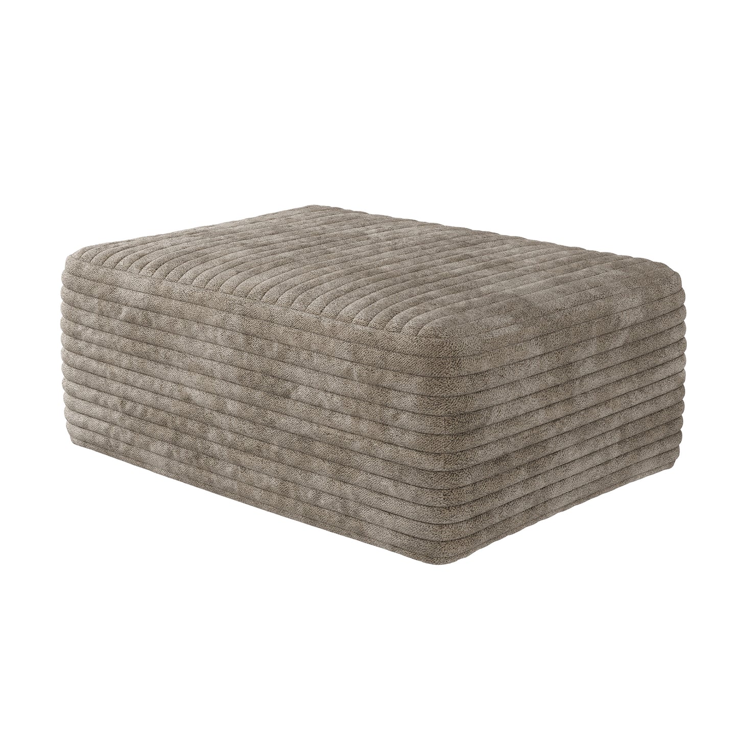 Modern Rectangle Sofa Ottoman - Camel Plush Corduroy Fabric