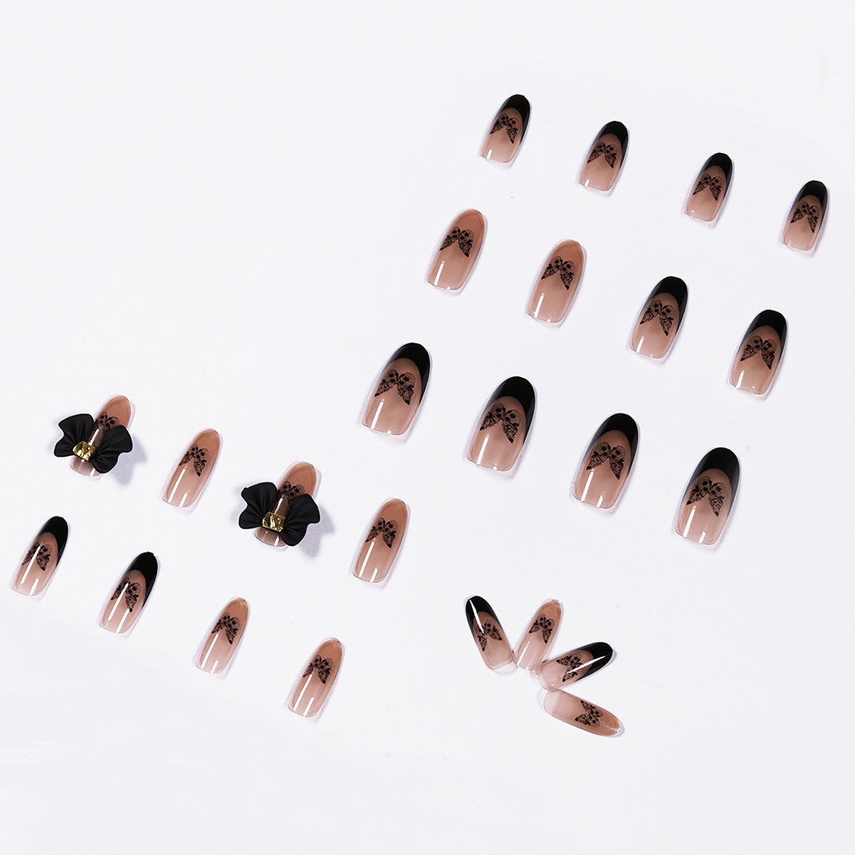 Black Tea Nail Art Stickers - Detachable Butterfly Armor 24 Pieces