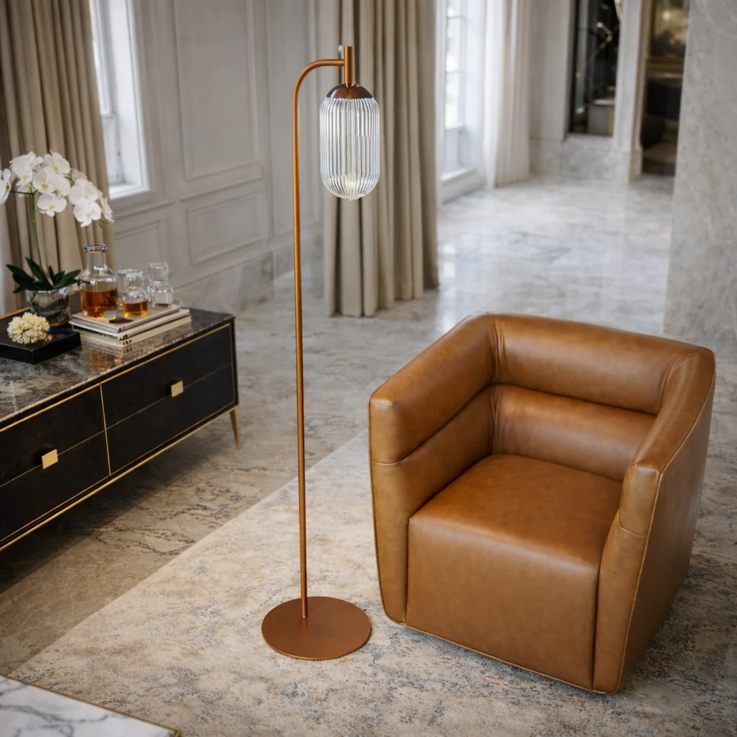 Classic Modern Floor Lamp, Upward Lighting Design For Living Room