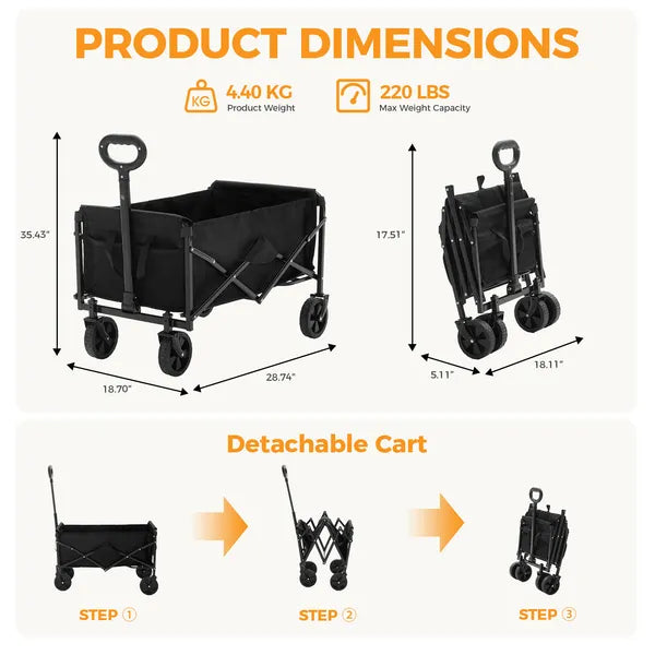 Heavy-Duty Foldable Trolley with 330 lbs Capacity - Red