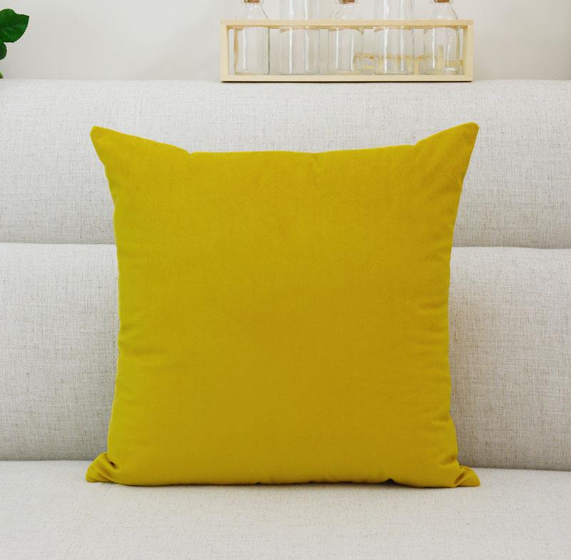 Yellow Velvet Pillowcase 45x45cm Solid Color Home Decor Cushion Cover