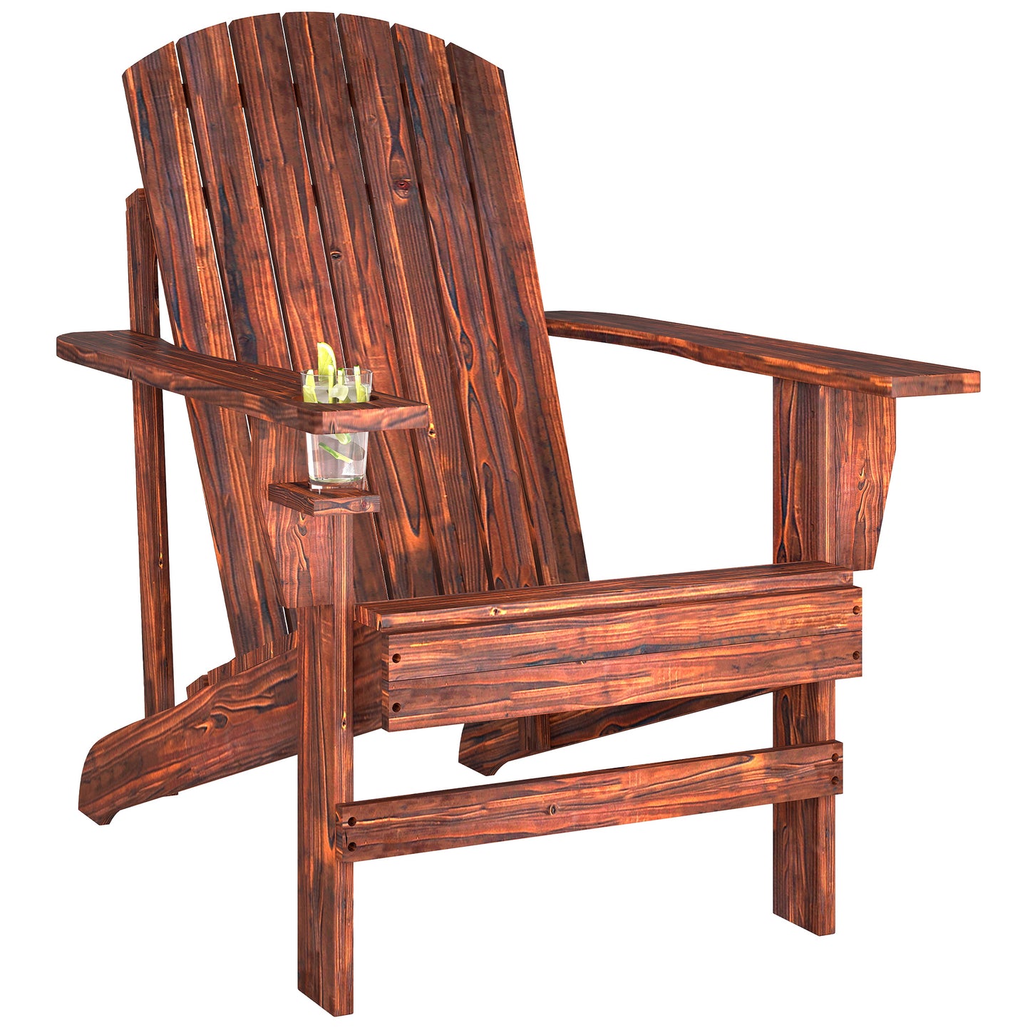 Brown Adirondack Chair with Cupholder - Outdoor Seating