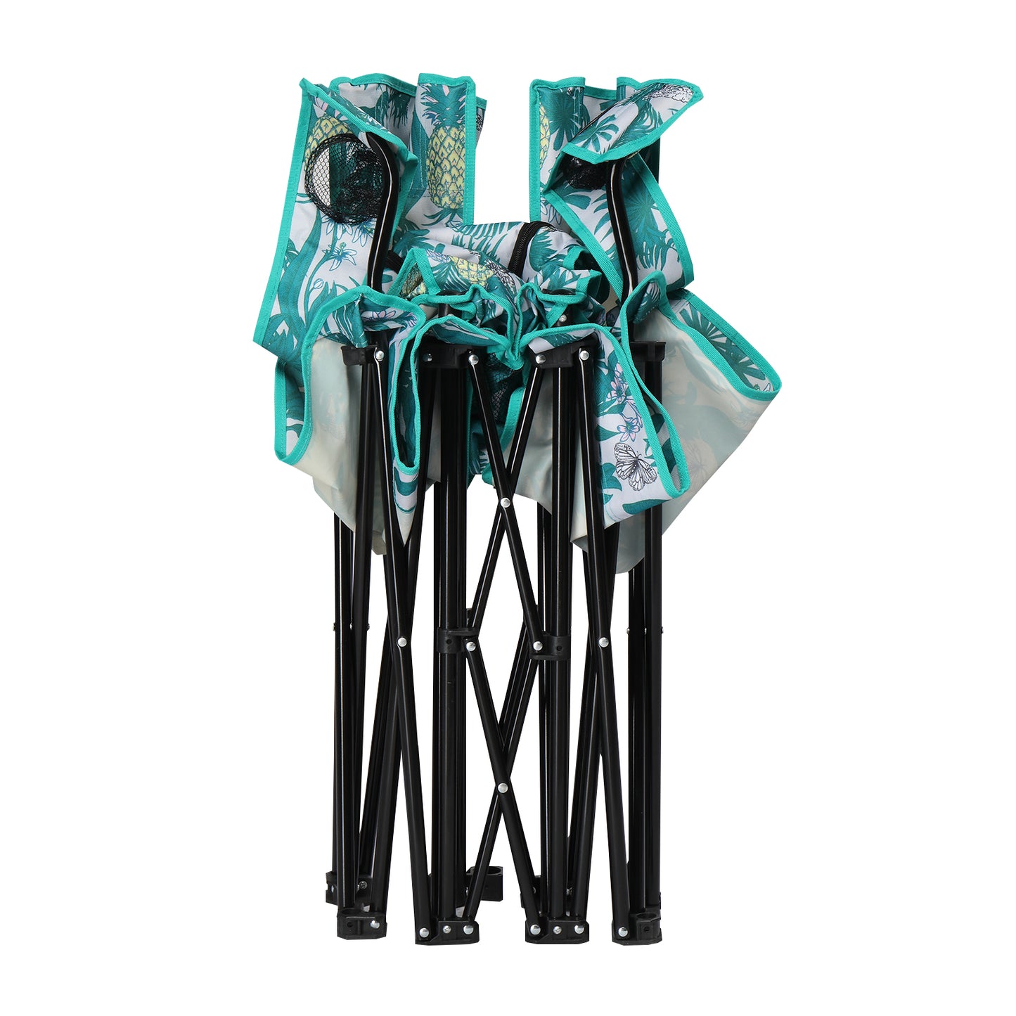 Folding Double Camping Chair with Removable Umbrella & Cup Holders