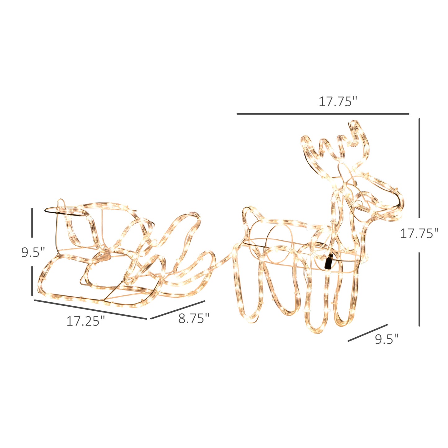 35" LED Lighted Reindeer and Sleigh Decoration - Warm White