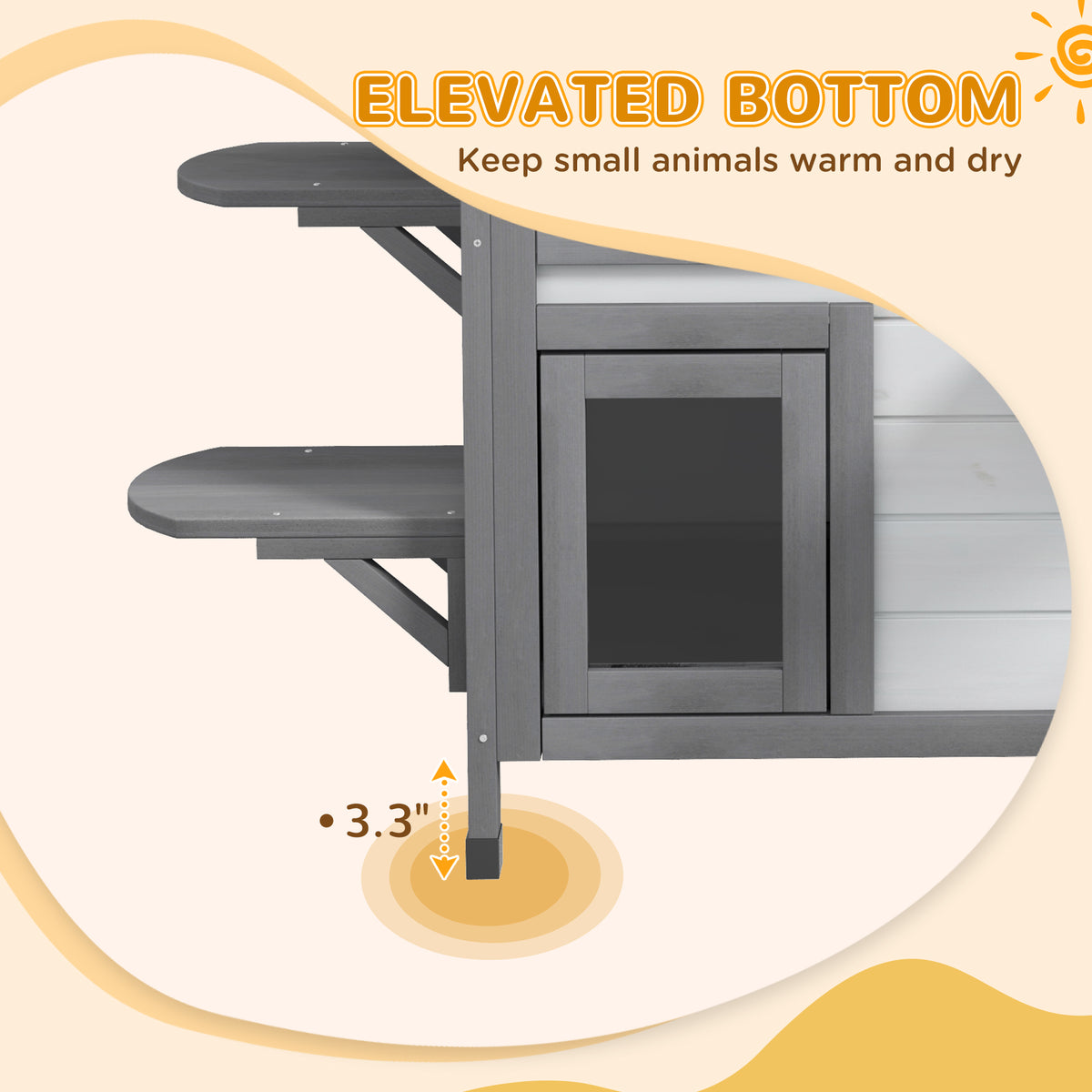 Wooden Outdoor Cat House with 2 Tiers and Openable Asphalt Roof - Feral Cat Shelter
