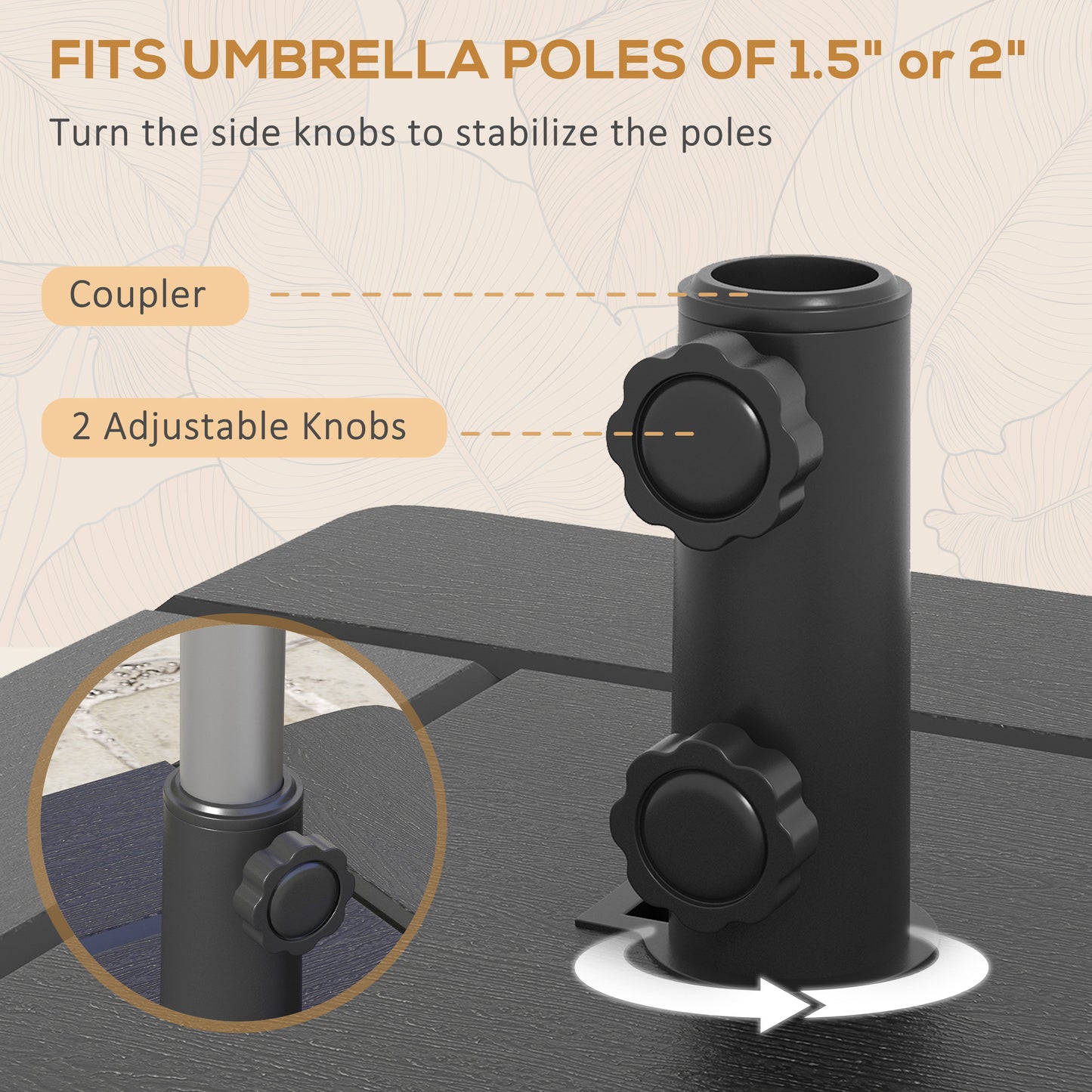 3-in-1 Outdoor Umbrella Base with Wheels, End Table & Planter - Black