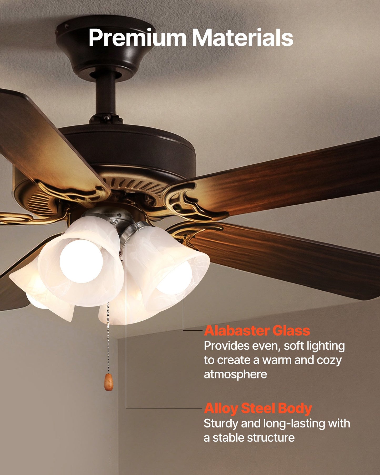 Ceiling Fan Light Kit with 4 Bulbs, Cloud White Glass Shade, Brushed Nickel Finish