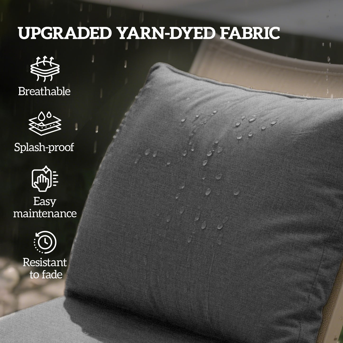 Patio Chair Cushions Set of 4 - Fade Resistant Gray