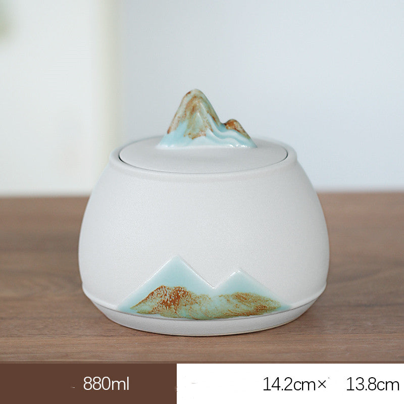 Large Sealed Ceramic Tea Storage Jar - Home Kitchen Tea Caddy