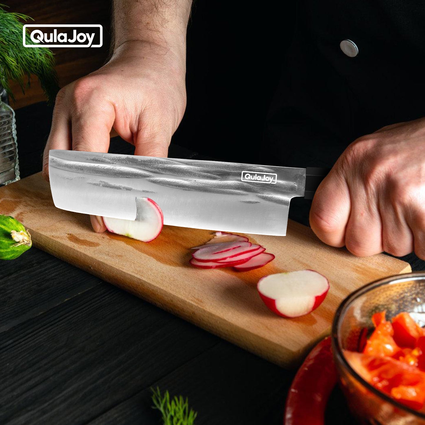 8-Inch Hand Forged Chef Knife - Swedish Sandvik Steel, Octagonal Handle