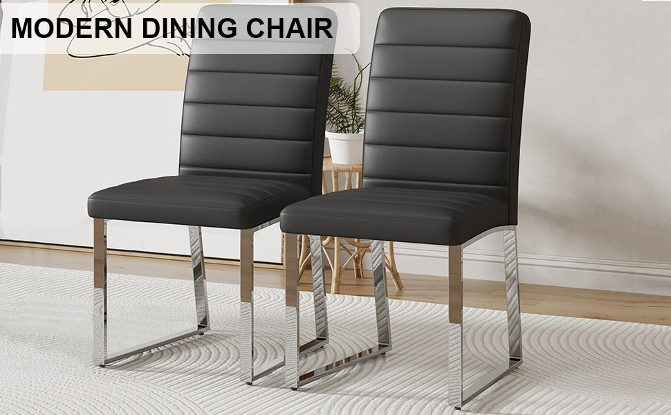 2-Pack - Premium PU Office Dining Chairs With High-density Foam,