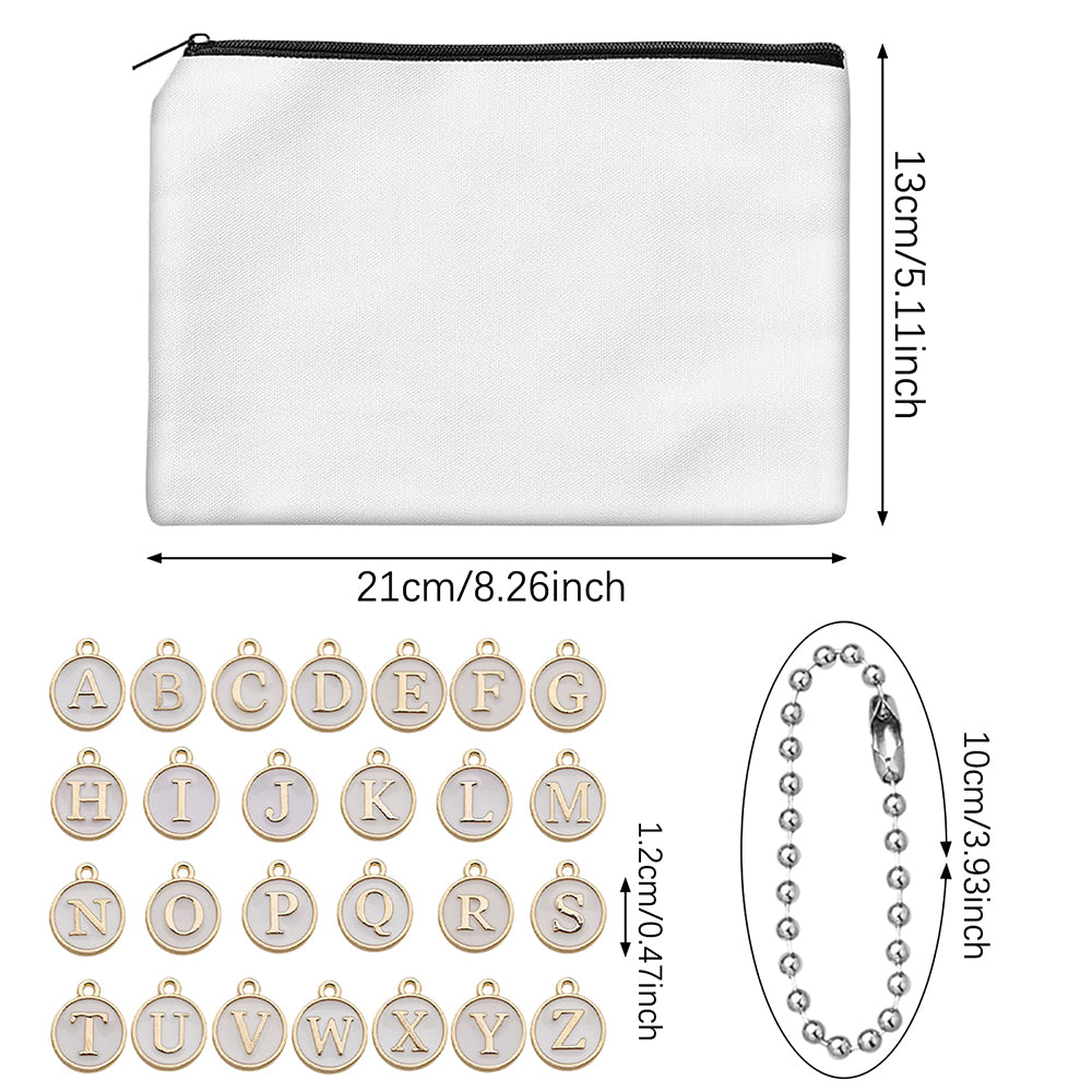 12 Pcs DIY Paintable Canvas Pouch Set with Charms and Chains