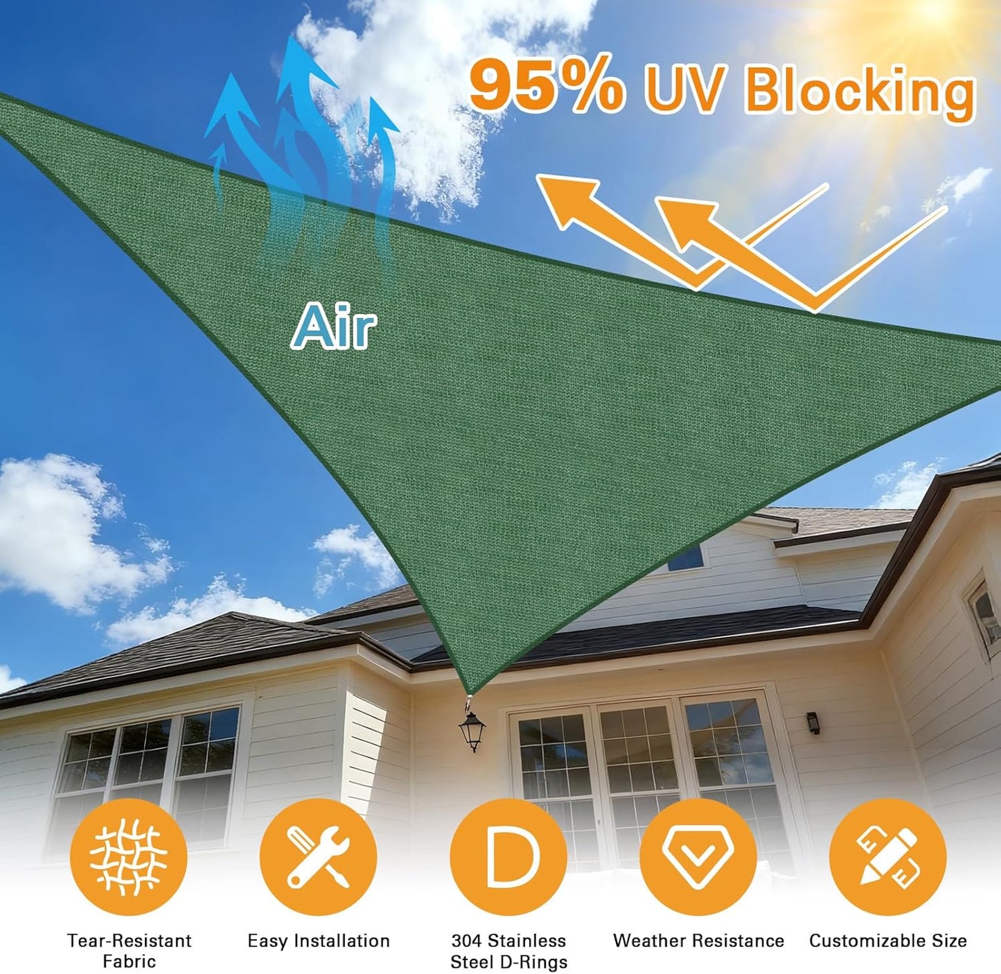 12x12ft Garden Sunshade Sail UV Block Waterproof Shade Cloth with Multiple Colors