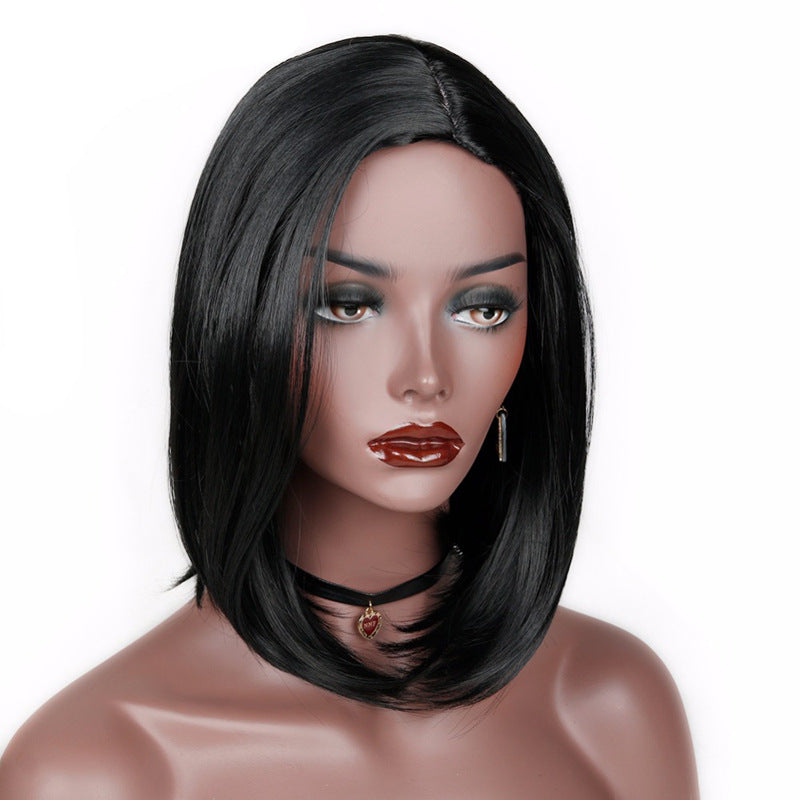 Short Straight Hair Wig for Women - Black