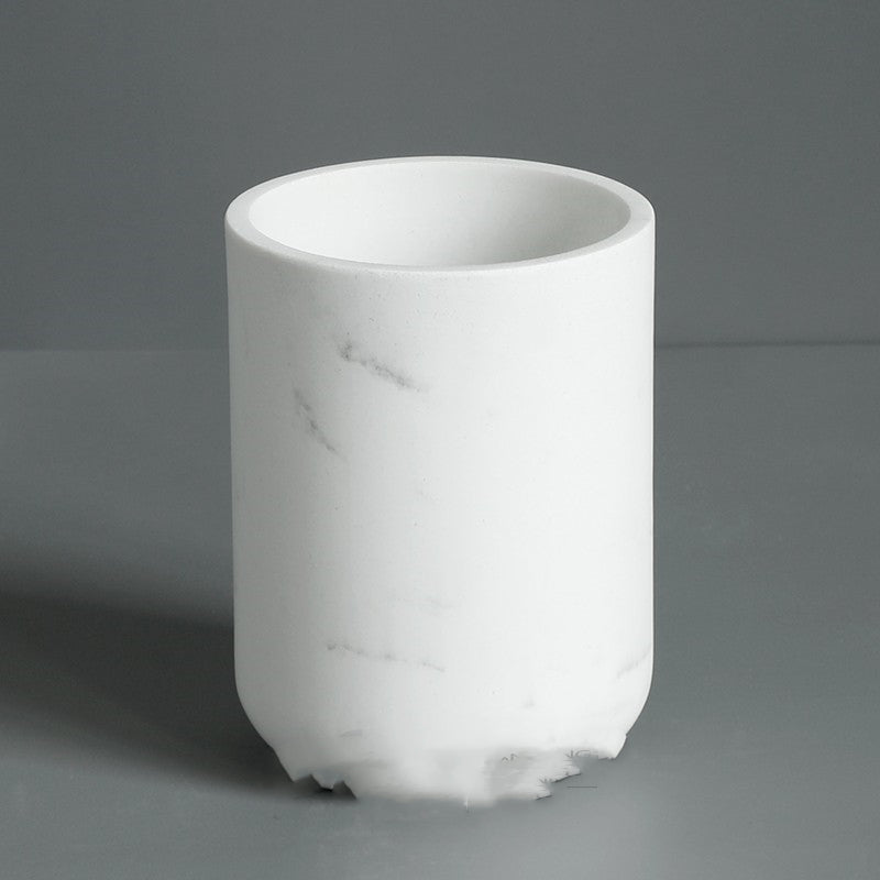 5-Piece Bathroom Accessory Set with Marble Texture Resin Finish - Black & White