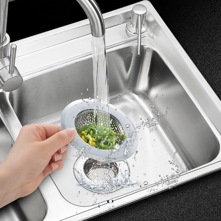 Stainless Steel Kitchen Sink Strainer Set - 4.5 Inch Wide Rim