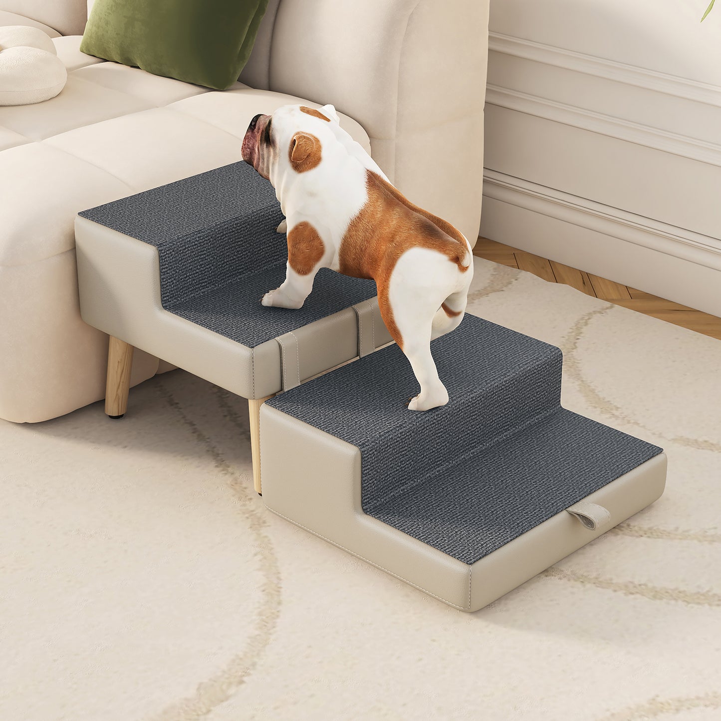 Foldable 4-Step Dog & Pet Stairs Ramp for Sofa Bed - Support Up To 220lbs