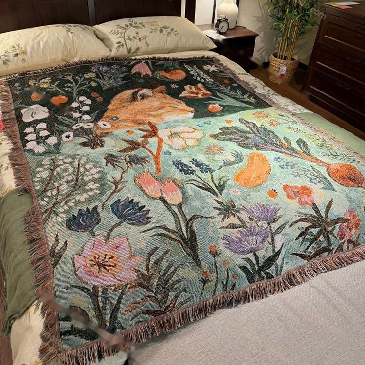 Cartoon Cat Nap Tapestry Home Decor Cotton Wall Hanging