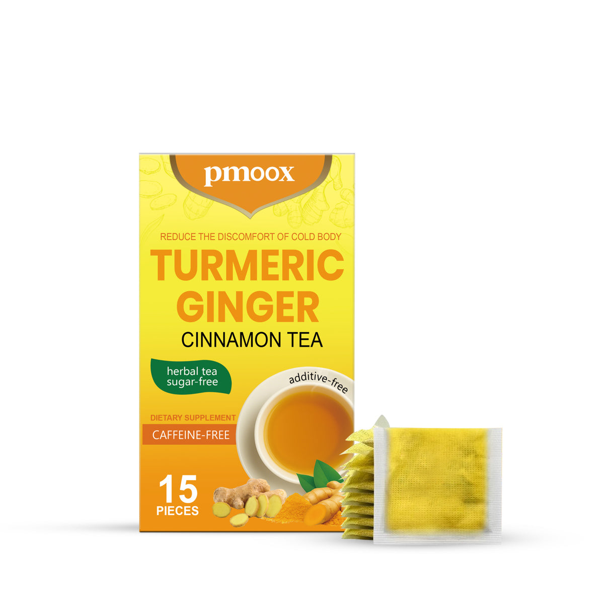 Turmeric Ginger Cinnamon Tea Bags, 15-Piece Box